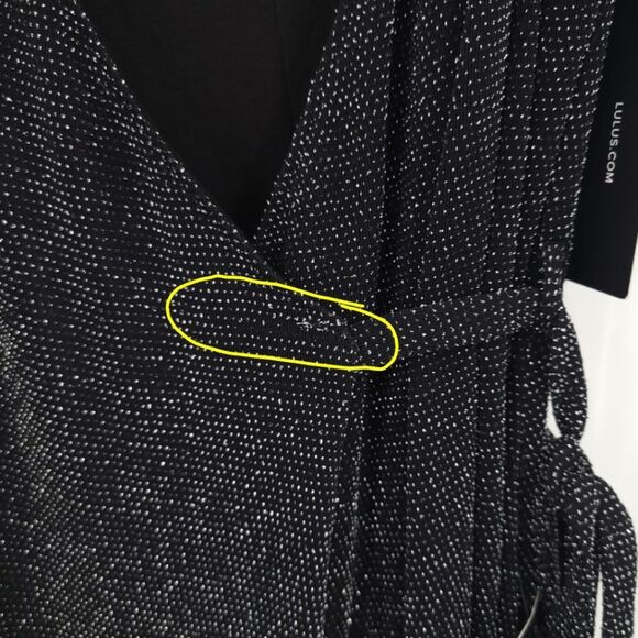 Lulus Maxi Wrap Dress Metallic Black Silver Tinsel Party Cocktail New Years NYE - Picture 13 of 14